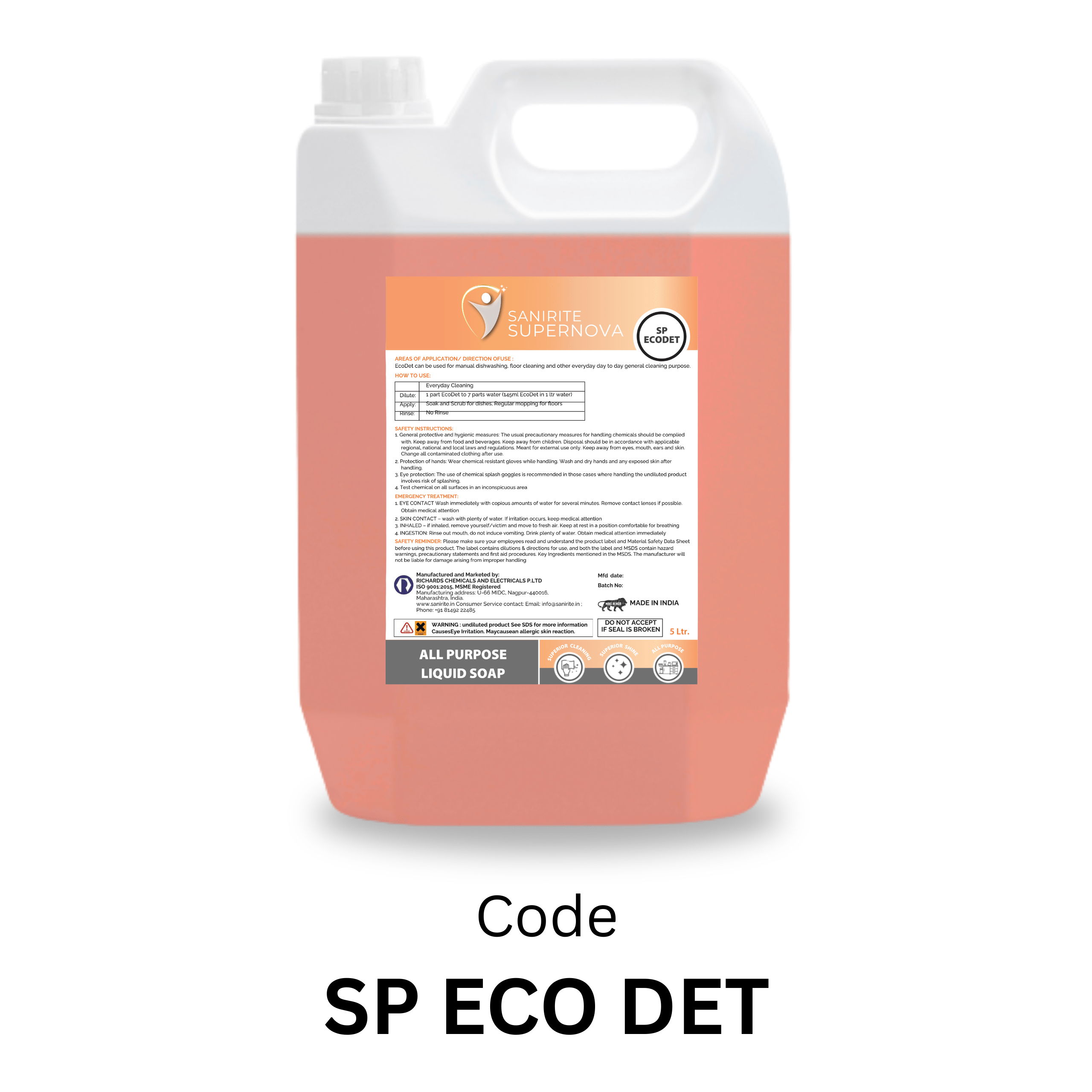 All Purpose Liquid Soap 1 all purpose liquid soap Sanirite SP ECODET