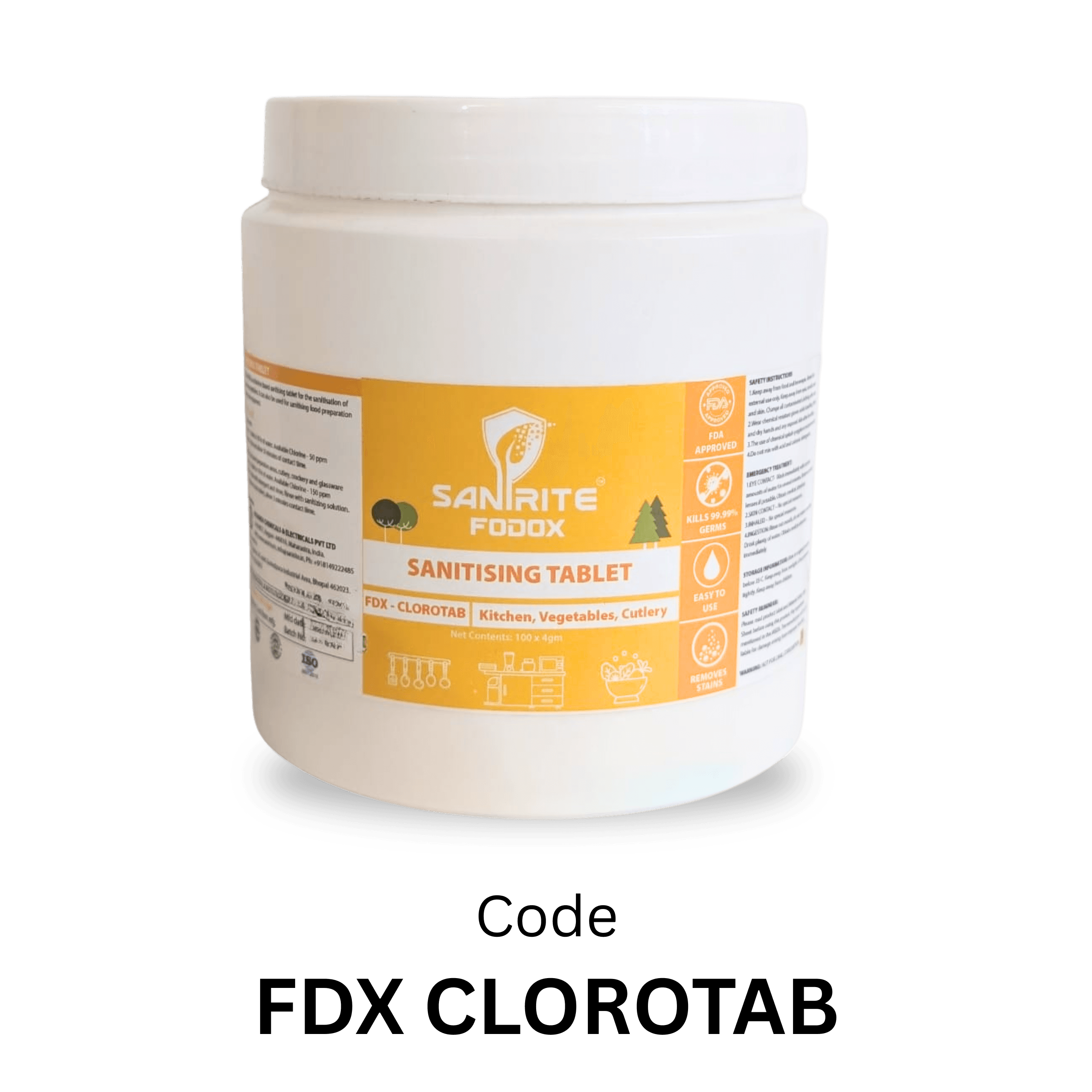 Sanirite Sanitising Tablet 1 anirite FDX CLOROTAB sanitising tablet