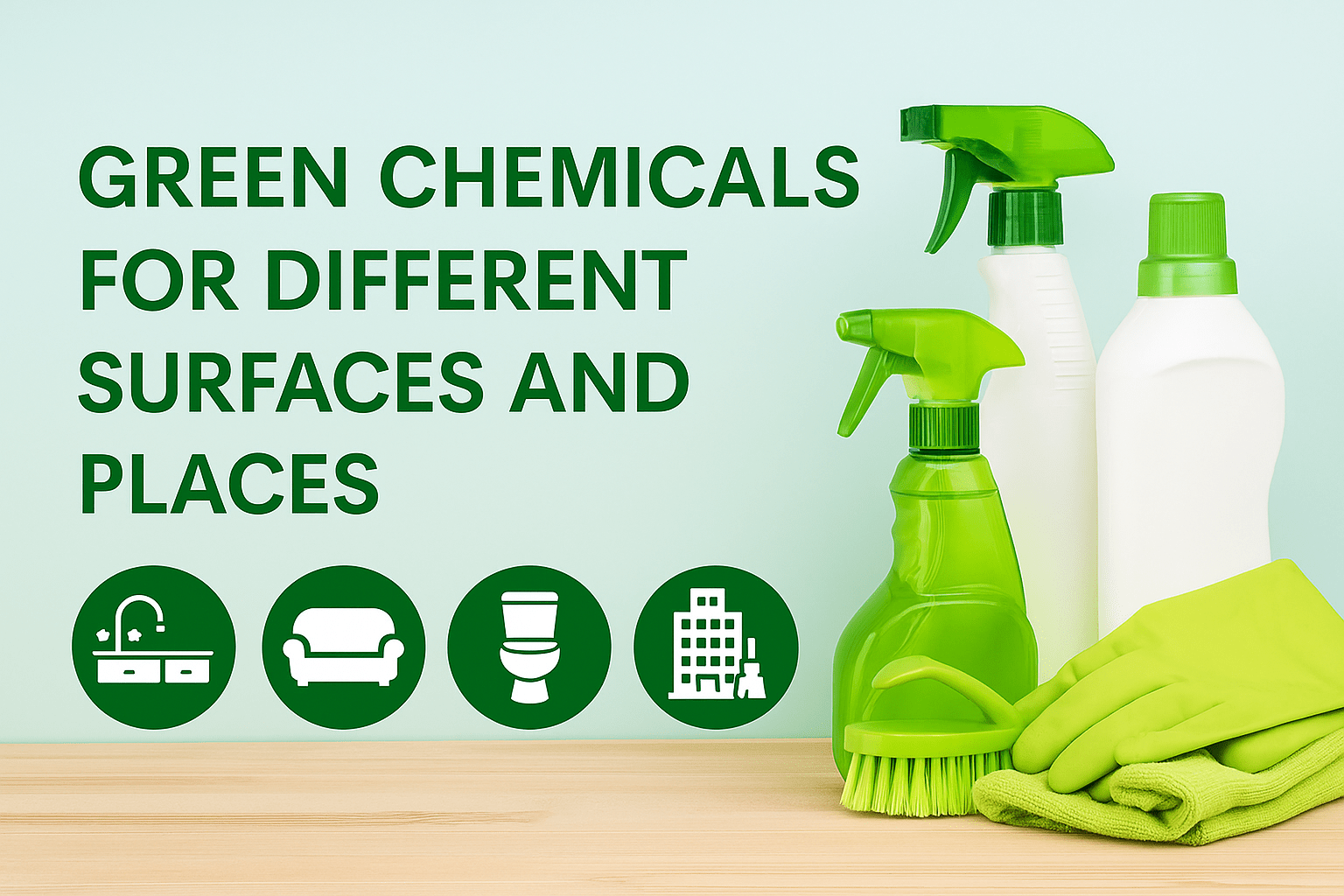 green chemicals for different surfaces and places using eco-friendly cleaning solutions by Sanirite