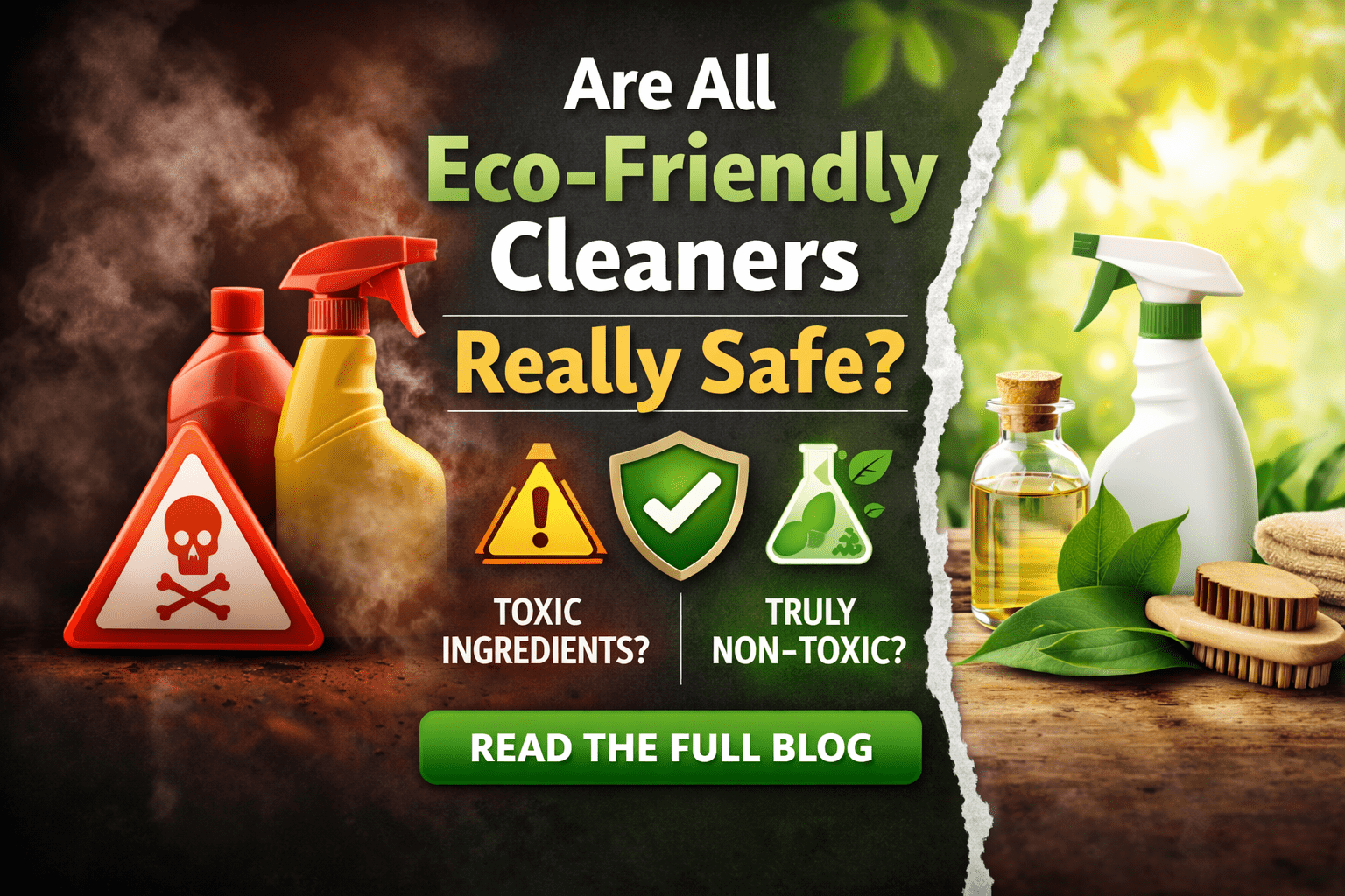 checking eco-friendly cleaner label for hidden chemicals and safety certification