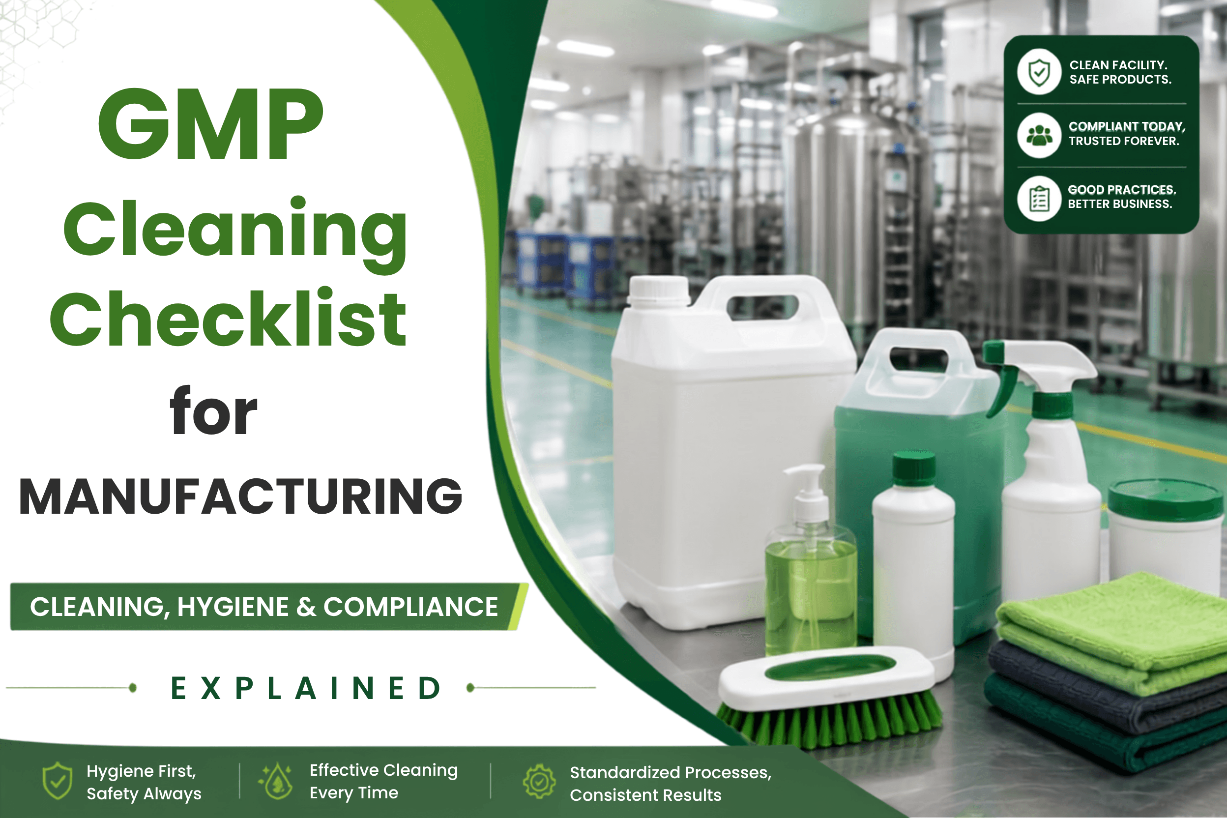 Supervisor signing a GMP cleaning checklist record inside a manufacturing facility