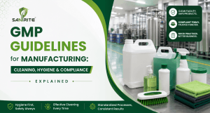Supervisor signing a GMP cleaning checklist record inside a manufacturing facility