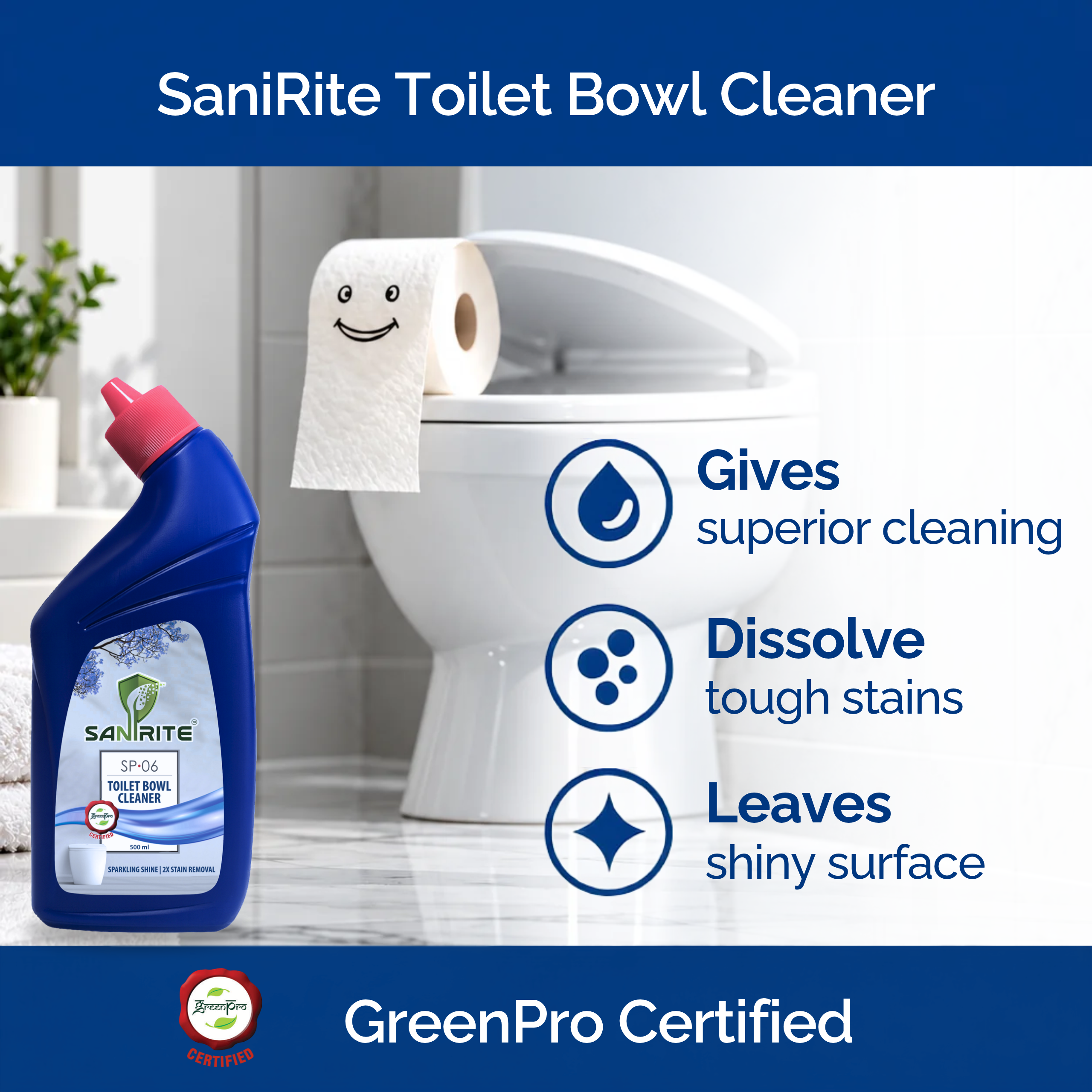 SaniRite Toilet Bowl Cleaner, GreenPRO Certified Safe for Indian Toilets 4 SaniRite Toilet Bowl Cleaner, GreenPRO Certified Safe for Indian Toilets - Image 4