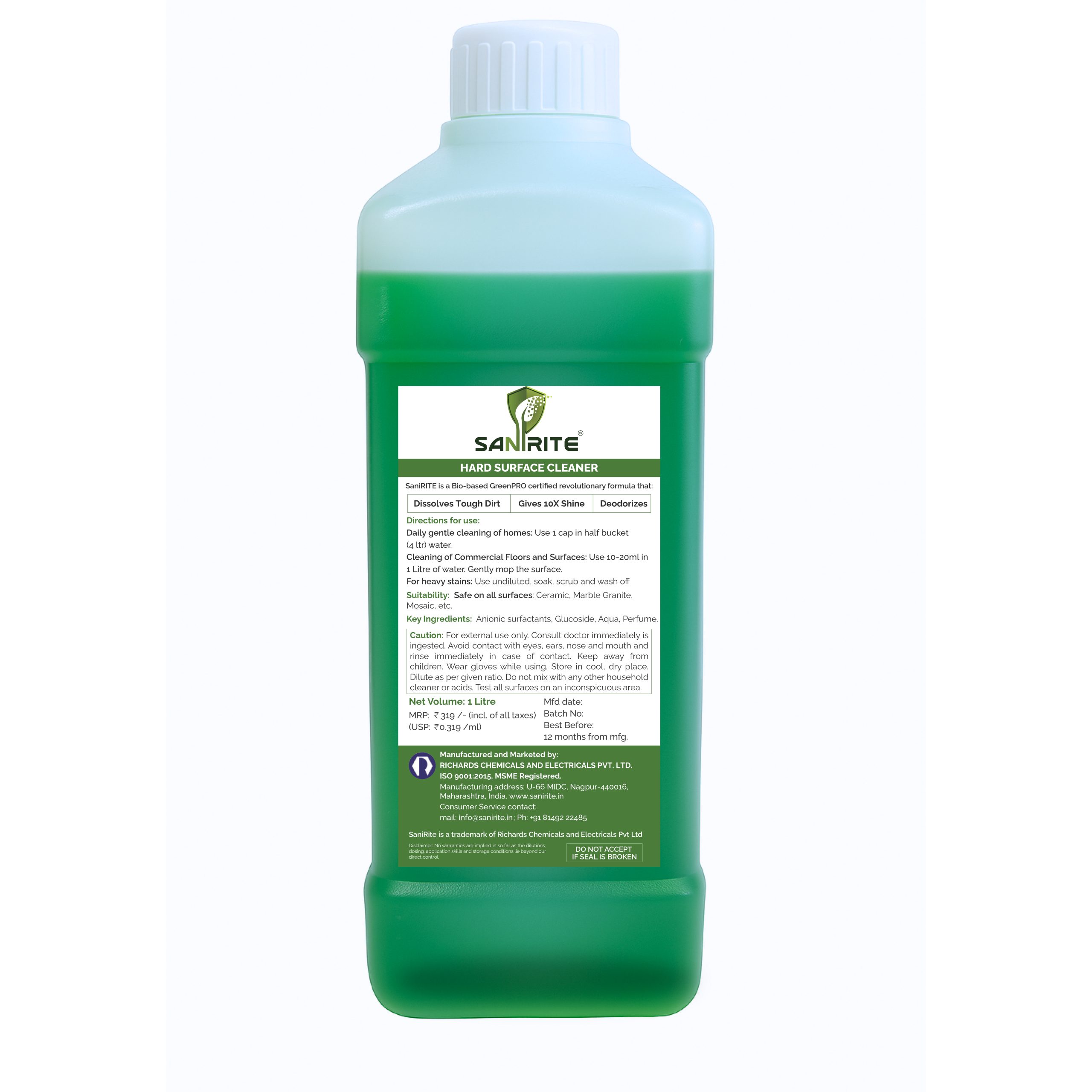 SaniRite Floor Cleaning Liquid, Bio-Based Chemicals 2 SaniRite Floor Cleaning Liquid, Bio-Based Chemicals - Image 2